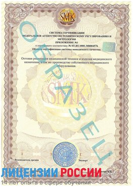 Образец сертификата соответствия (приложение) Богородск Сертификат ISO 13485